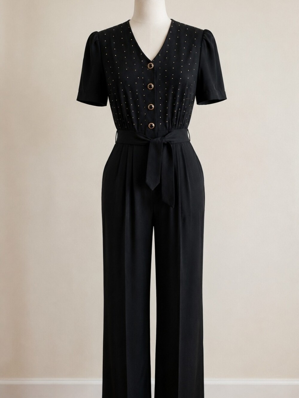 80s Wide Leg Jumpsuit With Pockets